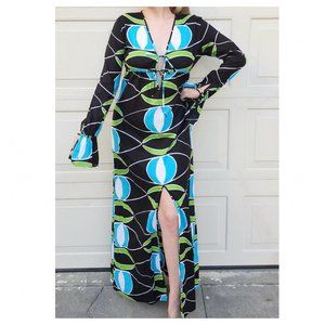 Vintage Allegra Hicks Psychedelic Kaftan Resort Wear Cover Up Dress